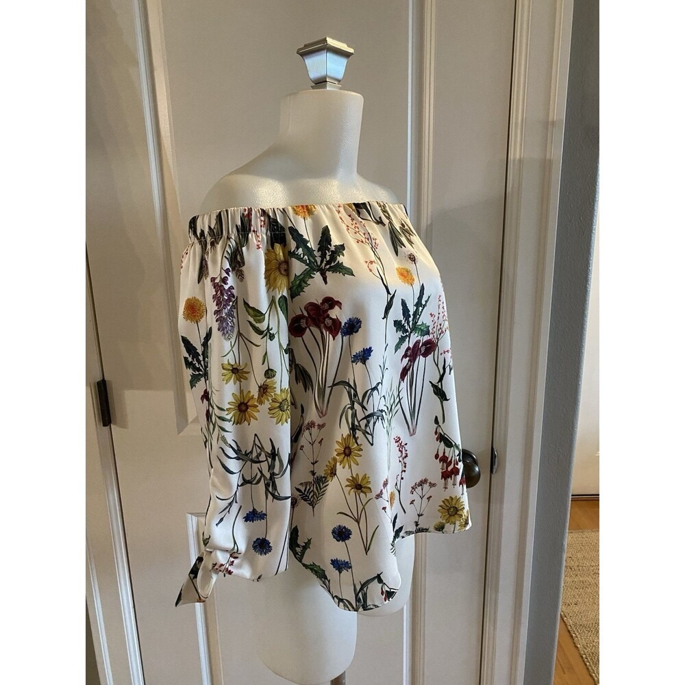 Bailey 44 Floral Size Small Off the Shoulder Blouse Top Ivory Garden Spring‎ - Picture 3 of 13